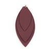 P901 - 10 pcs. Burgundy Purple Faux Leather Dangle Charms Pendants - Leaf - Triple Layer - 71mm (2.8") - Great for Light Earrings or Dangles