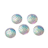 CA007A - 5 pcs Mermaid Fish Scales Resin Carved Embellishment Cabochons White Multicolor - 12mm