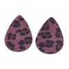 P251 - 10 pcs. Purple Leopard Faux Fur Leather Dangle Charms Pendants - Teardrop - 55mm (2.17") - Great for Light Earrings or Dangles! Double-Sided