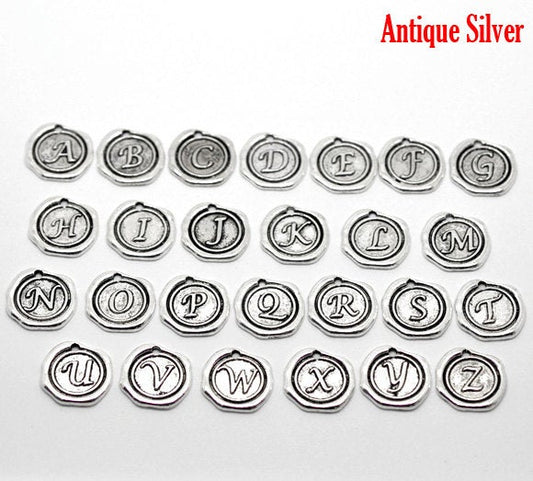 P775B - DESTASH - 2.5 lbs (600 pcs.) Antique Silver Alphabet Letters- 18mm – Wax Design