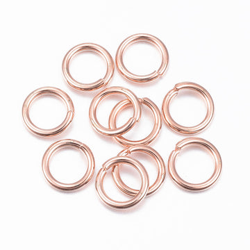 J076 - 20 pcs 304 Stainless Steel Rose Gold Plated Open Jump Rings 8mm - 16 Gauge (1.2mm Thick) - Rose Gold Plated - High Quality