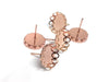 E422 - 10 pcs. Rose Gold Plated Earring Posts Studs Settings Bezels Cabochons Tacks- 12mm Glue Pad Setting - Crown Design