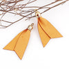 P443 - 10 pcs. Orange Faux Leather Tassel Dangle Charms Pendants - Golden - 5.2cm (2.05") x 3.3cm (1.3") - Great for Light Earrings &amp; Dangles!