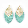 MP0004 - 10 pcs. Metal and Faux Leather Dangle Charms Pendants - Teal Green - Gold Hardware - 61mm (2.4")
