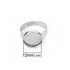 RB044 - 5 pcs. 304 Stainless Steel Silver Tone ADJUSTABLE Cabochon Setting Bezel RING bases settings - Ring Size 6.25 US - Glue Pad 12mm