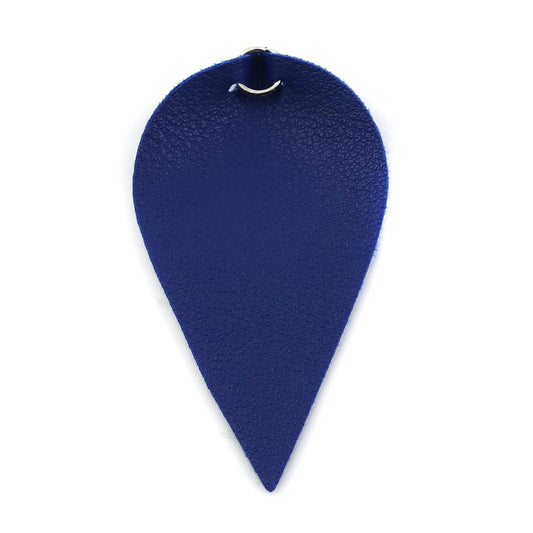 P1165 - 10 pcs Royal Blue Faux Leather Dangle Charms Pendants - Pinch Leaf - Silver Tone Jump Ring - 63mm (2.5") - Great for Earrings or Dangles!
