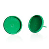 E761 - 50 pcs. Green Earring Posts Studs Settings Bezels Cabochons Tacks- 12mm Glue Pad Setting