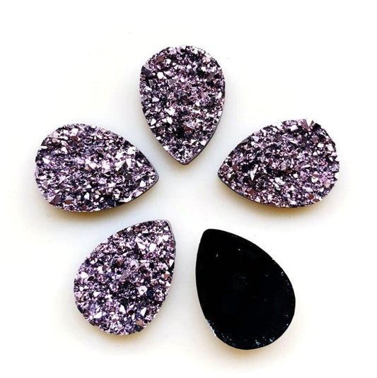 CA975 - 10 pcs Druzy Resin Embellishment Cabochons Champagne Rose Gold - 18x13mm - Teardrop - 18mm x 13mm - 4.5mm Thick