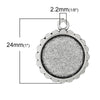 P483 - 10 pcs. Antique Silver Circle Round Bezel Cabochon Pendant Tags Trays - 16mm Glue Pad Settings - Design A