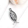 P946A - 10 pcs. Antique Silver Tone "Jesus" Fish Charms Pendants - 26mm x 9mm ( 1" x 3/8") - Double Sided