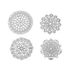 P1130 - 40 pcs. Silver Tone Circle Metal Dangle Charms Pendants - Assortment of 4 Designs - 45mm-55mm Diameters - Great for Earrings or Dangles!