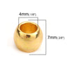 BD621 - 100 pcs Gold Plated Smooth Drum METAL Spacer Beads - 7mm x 6mm - Large Hole: 4mm - Fits European Cords!