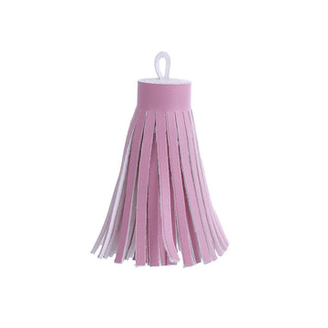 P2207 - 5 pcs. Pink White Faux Leather Tassel Dangle Charms Pendants - 6.7cm (2.64") - Great for Light Earrings, Necklaces or Dangles!