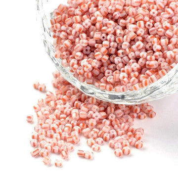 BD760 - 1 lb (22,500 beads) - 12/0 Glass Seed Beads - 1.5-2mm Diameter - Hole Size: 0.5mm - Salmon - Stripes