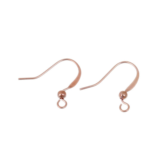 E436 - 50 pcs (25 pairs) Rose Gold Plated with Flat Earring Hooks - 17mm x 19mm - Made of Copper! High Quality