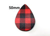 P1143 - 10 pcs. Black and Red Faux Leather Dangle Pendants - Teardrop - Gingham - Buffalo Check - 50mm (2") - Great for Earrings! Double-Sided - M
