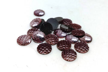 CA363 - 10 pcs Mermaid Fish Scales Resin Carved Embellishment Cabochons Rosewood Pink Brown - 12mm