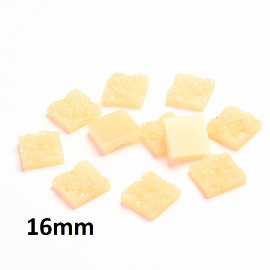 CA770 - 10 pcs Druzy Resin Embellishment Cabochons Sandy Yellow - 16mm - Square