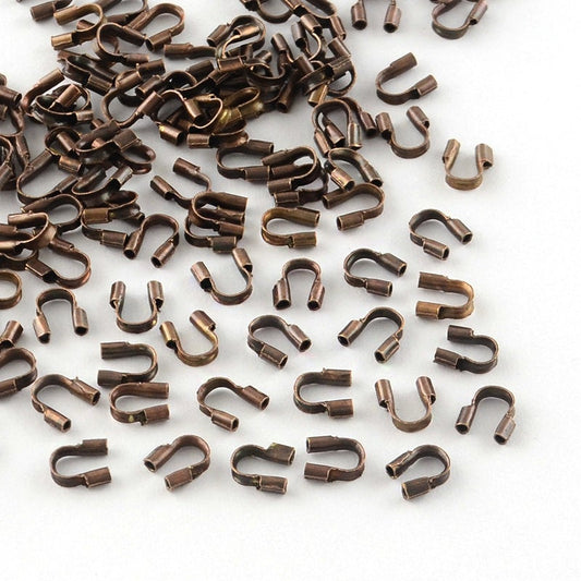 U001 - 100 pcs Antique Copper Wire Protectors Wire Guardian - 4.5 x 4mm - Hole Size: 0.5mm - 1mm Thick
