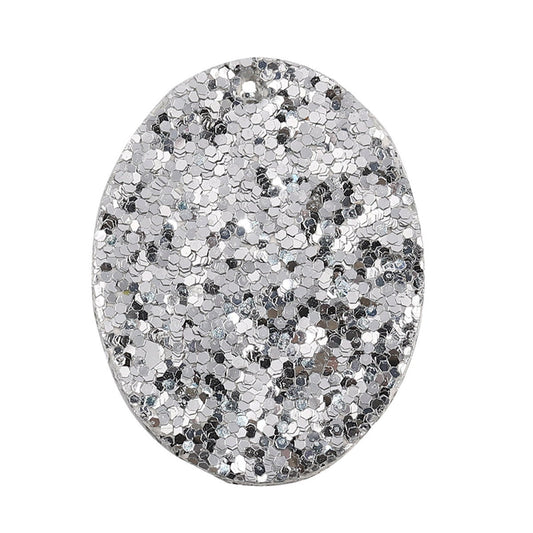 P602 - 10 pcs. Silver Faux Leather Dangle Charms Pendants - Oval - 41mm (1.6") - Great for Light Earrings, Necklaces or Dangles