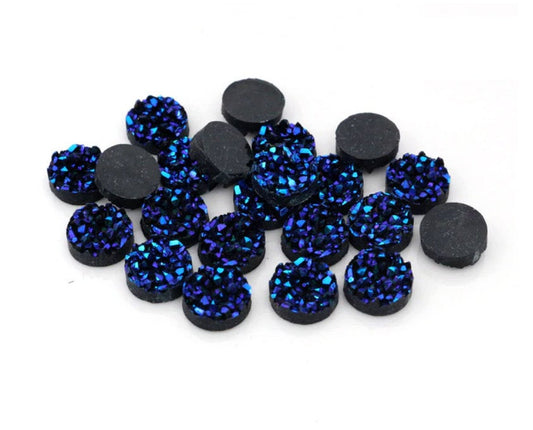 CA905 - 10 pcs. Druzy Resin Embellishment Cabochons Dark Blue Multicolor - 8mm
