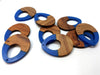 P2000 - 4 pcs. Blue Resin and Wood Teardrop Flat Pendant - 38mm x 28mm - (1.5" x 1.1") - LARGE - Great for Earrings and Necklaces!