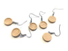 E537 - 10 pcs. 304 Stainless Steel Silver Tone Earring Dangle Hooks Settings Bezels Cabochons - 12mm Glue Pad Setting - Wood Trays - Natural