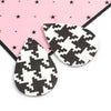 P2056 - 10 pcs Black and White Faux Leather Dangle Pendants - Teardrop - Houndstooth - 56mm (2.2") - Great for Earrings or Dangles! Double-Sided