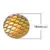 CA460 - 10 pcs Mermaid Fish Scales Resin Carved Embellishment Cabochons Orange - 18mm (0.7")