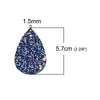 P729 - 10 pcs. Dark Blue Multicolor Glitter Faux Leather Dangle Charms Pendants - Teardrop - 55mm (2.17") - Great for Light Earrings! Double-Sided