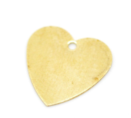 P979 - 100 pcs. Brass Heart Stamping Tags - 13mm