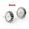 E592 - 10 pcs. Stainless Steel Earring Posts Studs Settings Bezels Cabochons Tacks - 6mm Glue Pad Setting - Silver Tone - Bubble Frame