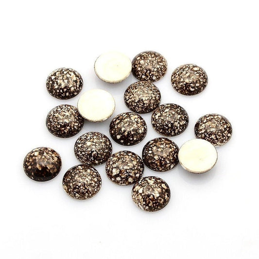 AC0002 - 10 pcs Druzy Acrylic Embellishment Cabochons - 12mm - Spotted Style - Brown White