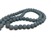 BD186 - 40 Beads - 10mm Gray Rubberized Glass Round Beads - 15.7" strand - Approx 40 beads per strand - Hole Size: 1.3mm
