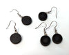 E554 - 10 pcs. 316 Stainless Steel Silver Tone Earring Dangle Hooks Settings Bezels Cabochons - 12mm Glue Pad Setting - Wood Trays - Black