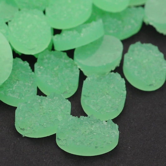 CA088 - BOGO - 10 pcs Druzy Resin Embellishment Oval Cabochons Seafoam Green - 14x10mm - 14mm x 10mm - 10x14mm