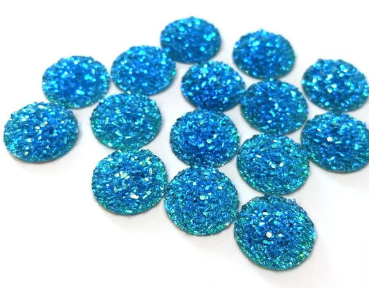 CA674 - 10 pcs Druzy Resin Embellishment Cabochons Assortment - 14mm - Dome Circle