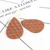 P847 - 10 pcs. Brown Orange Faux Leather Dangle Charms Pendants - Teardrop Weave - 56mm (2.2") - Great for Light Earrings or Dangles! Double-Sided