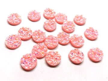 CA186 - 10 pcs Druzy Resin Embellishment Cabochons Flamingo Pink - 12mm