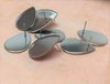 10 pcs. Stainless Steel Silver Earring Tacks Posts Studs Settings Bezels Cabochons - Teardrop - 25mm x 18mm Glue Pad Setting