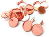 E428 - 10 pcs. Rose Gold Plated Earring Clips Settings Lever Back Bezels Cabochons - 20mm Glue Pad Setting