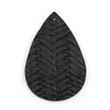 P1072 - 10 pcs Black Faux Leather Dangle Charms Pendants - Teardrop Braided Weave - 56mm (2.2") - Great for Light Earrings or Dangles! Double-Sided