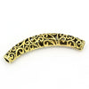 BD487 - 5 pcs. Antique Gold Noodle Carved Hollow Filigree Pattern Tube Extra Long Curved Beads - 66mm x 12mm (2 5/8" x 1/2")
