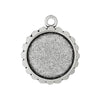 P483 - 10 pcs. Antique Silver Circle Round Bezel Cabochon Pendant Tags Trays - 16mm Glue Pad Settings - Design A