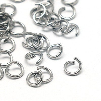 J300A - 1,000 pcs 304 Stainless Steel Silver Tone Open Jump Rings 6mm - 18 Gauge - Open Design - High Quality!