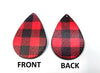 P1143 - 10 pcs. Black and Red Faux Leather Dangle Pendants - Teardrop - Gingham - Buffalo Check - 50mm (2") - Great for Earrings! Double-Sided - M