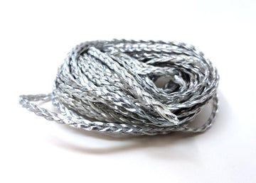 N178 - 10M (32.8 FT) - Silver Faux Leather Jewelry Cord - 5mm Wide - BRAIDED