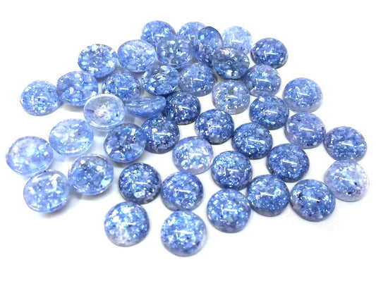 CA755 - 10 pcs Druzy Resin Embellishment Cabochons - 12mm - Glitter Style - Periwinkle Blue - Multicolor