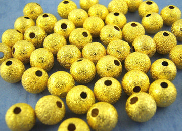 BD792 - 6mm - 150pcs. Gold Plated Stardust Ball Spacer Beads