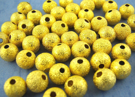 BD792 - 6mm - 150pcs. Gold Plated Stardust Ball Spacer Beads